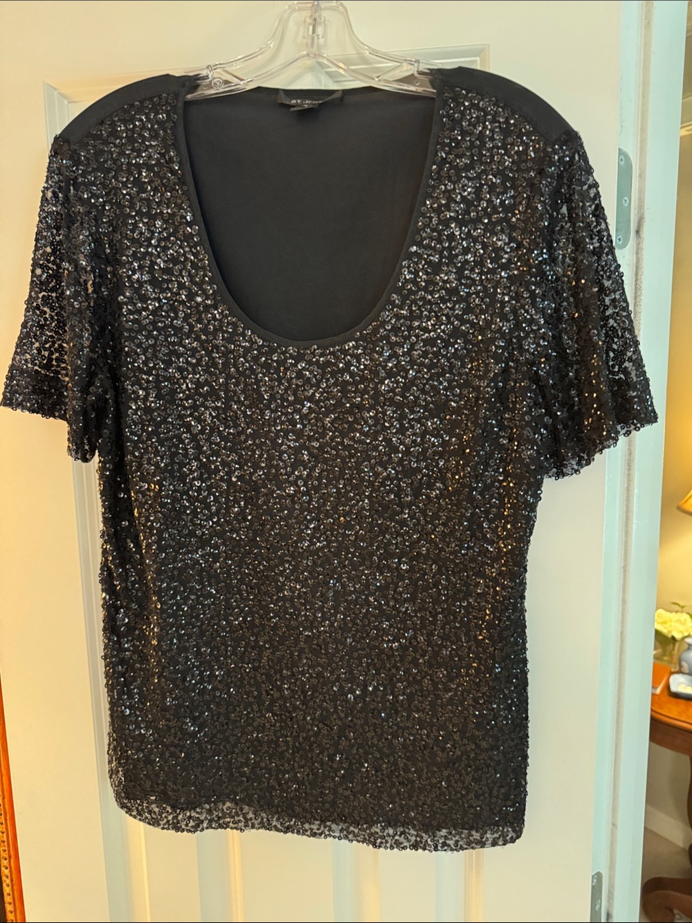 St. John Black Sequin Top